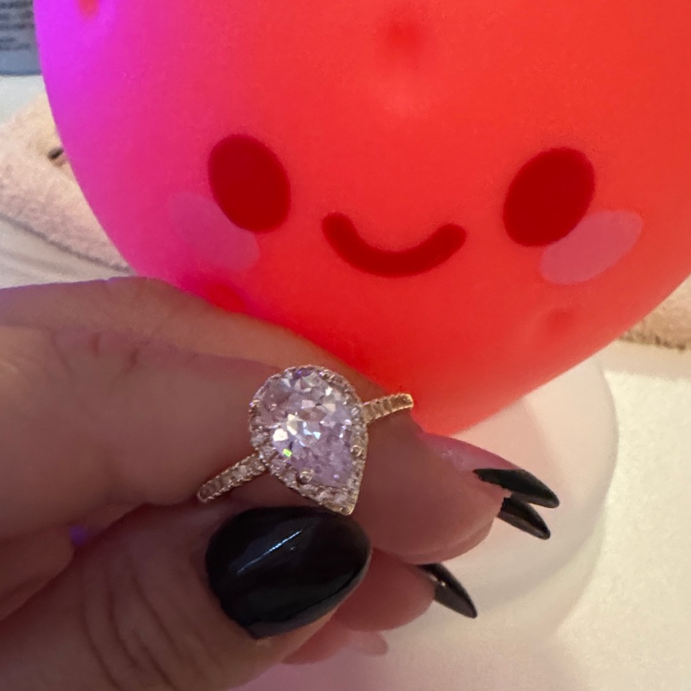 Elegant Pink Teardrop Ring